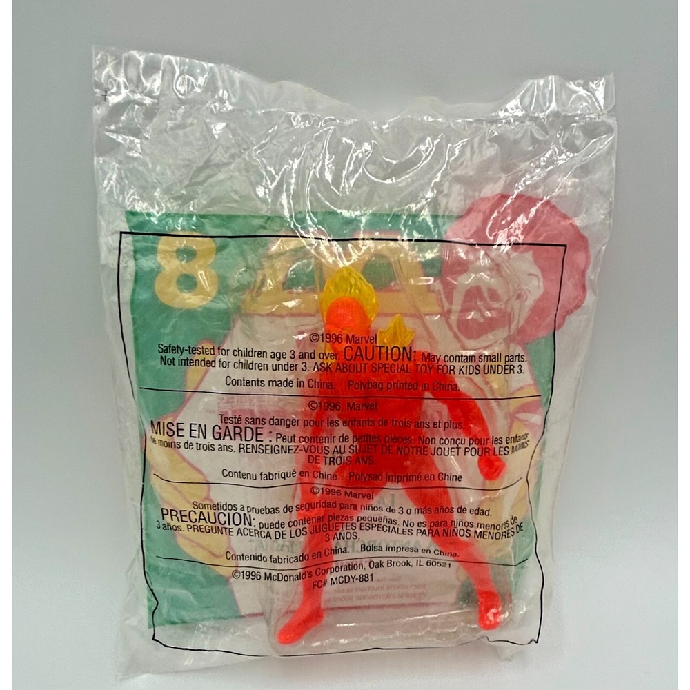 VTG McDonald's Happy Meal Toy 1996 Marvel Super Heroes Human‎ Torch #8 in Series